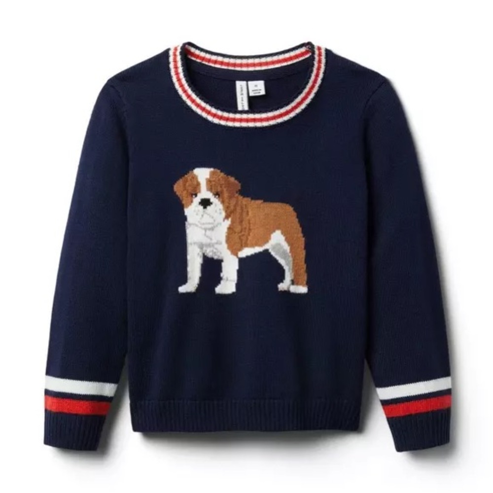 Janie and Jack Bulldog Sweater in Connor Navy, 6